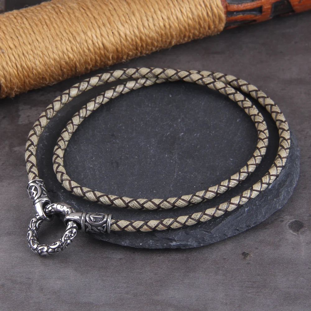 Viking Rune Ring-Clasp Necklace – Chain or Leather Cord