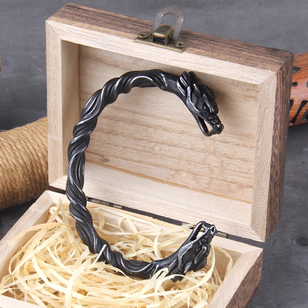 Viking Dragon Head Arm Ring Cuff – Stainless Steel