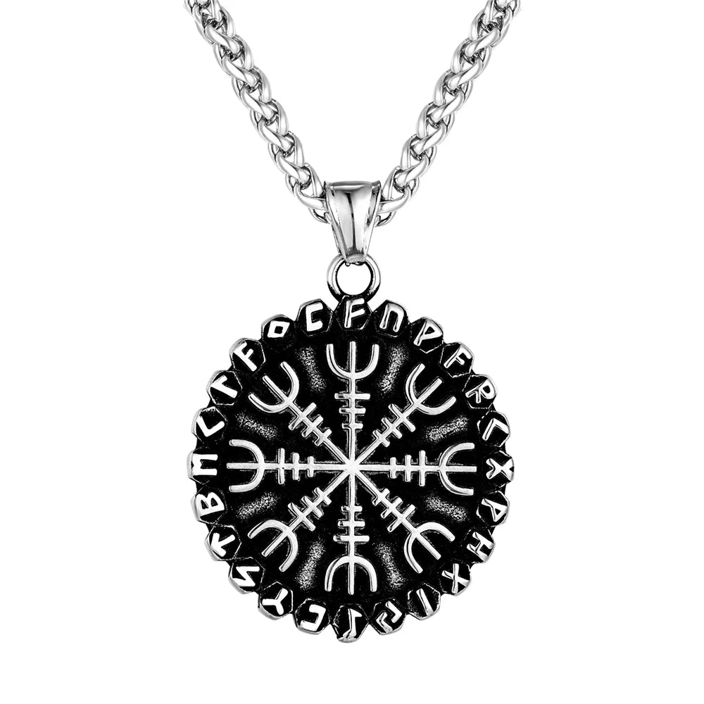 Vegvisir Rune Compass Necklace – Stainless Steel Pendant