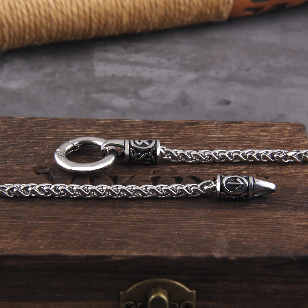 Viking Rune Ring-Clasp Necklace – Chain or Leather Cord