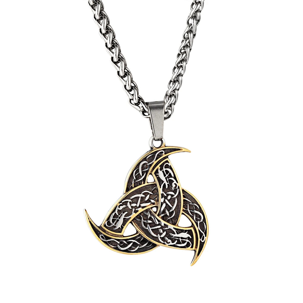 Triple Horn of Odin Pendant Necklace – Stainless Steel