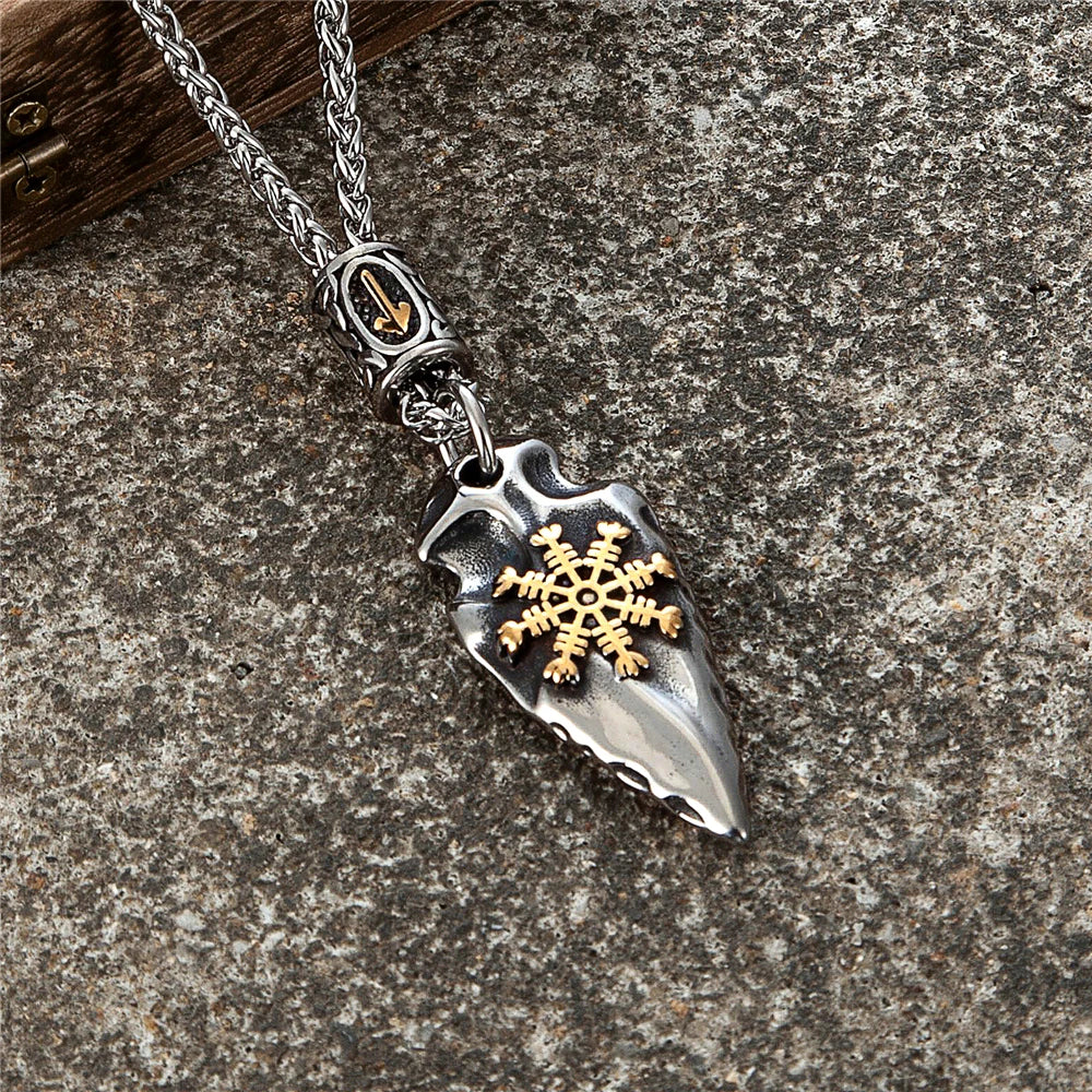 Helm of Awe Arrowhead Pendant Necklace – Stainless Steel