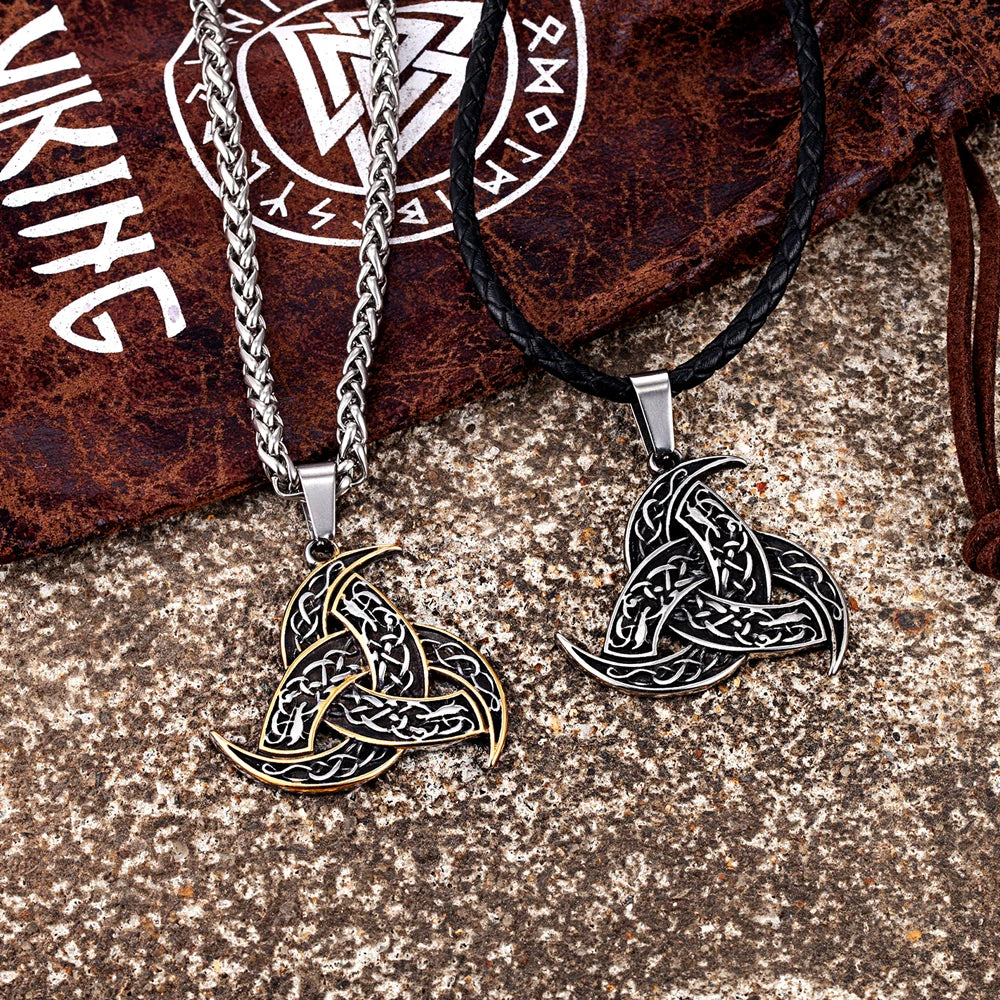 Triple Horn of Odin Pendant Necklace – Stainless Steel