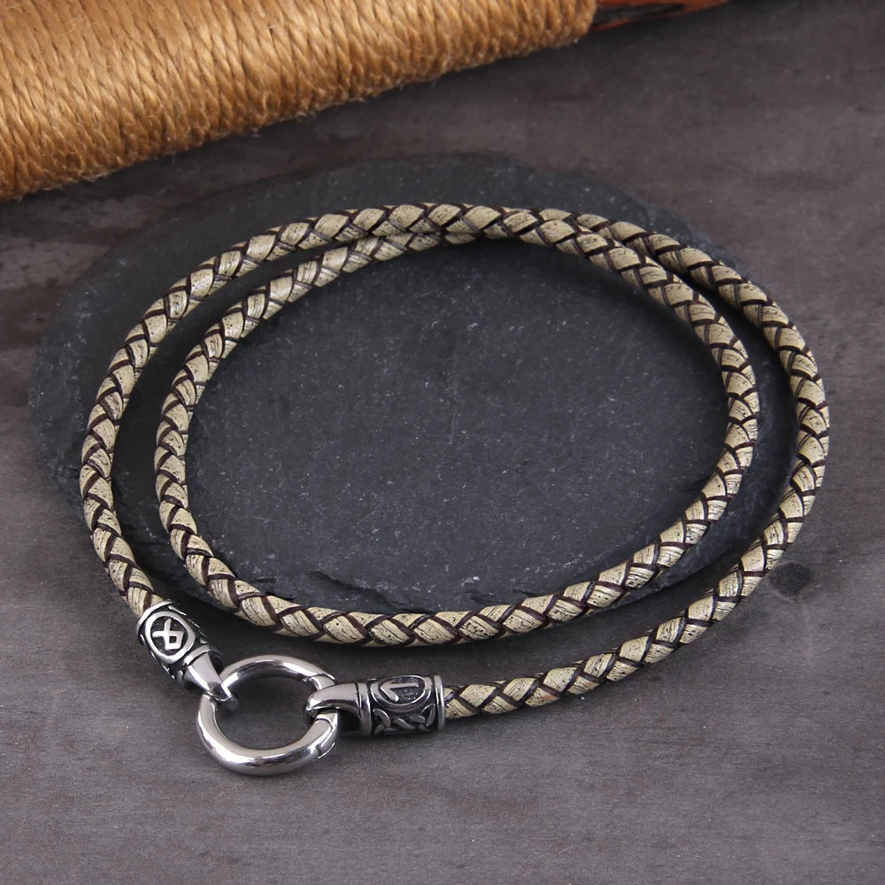 Viking Rune Ring-Clasp Necklace – Chain or Leather Cord