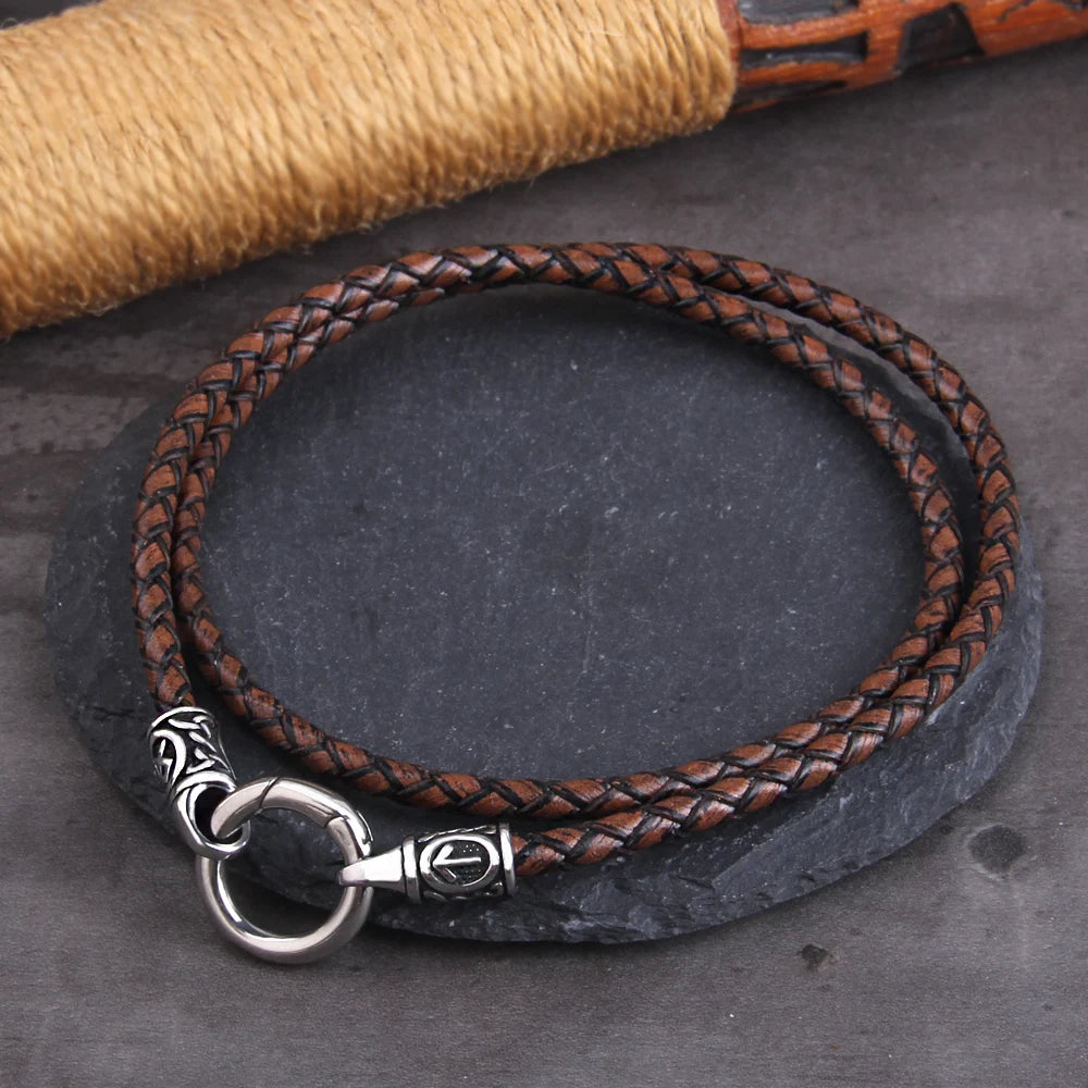 Viking Rune Ring-Clasp Necklace – Chain or Leather Cord