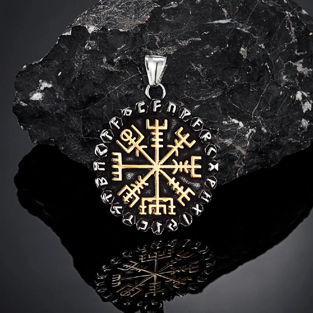 Vegvisir Rune Compass Necklace – Stainless Steel Pendant