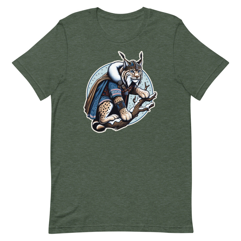 Freyja's Lynx – Unisex Tee in Heather Forest