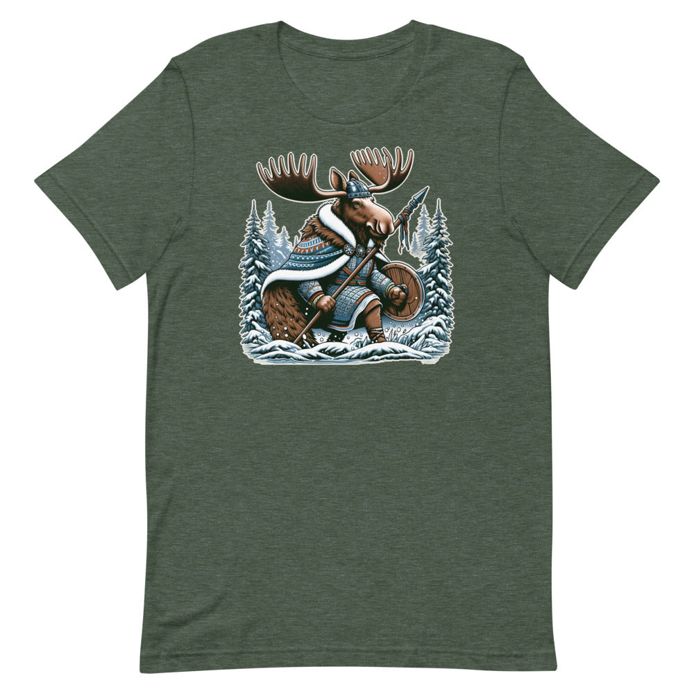 Alaskan Viking Moose Hunter – Unisex Tee in Heather Forest