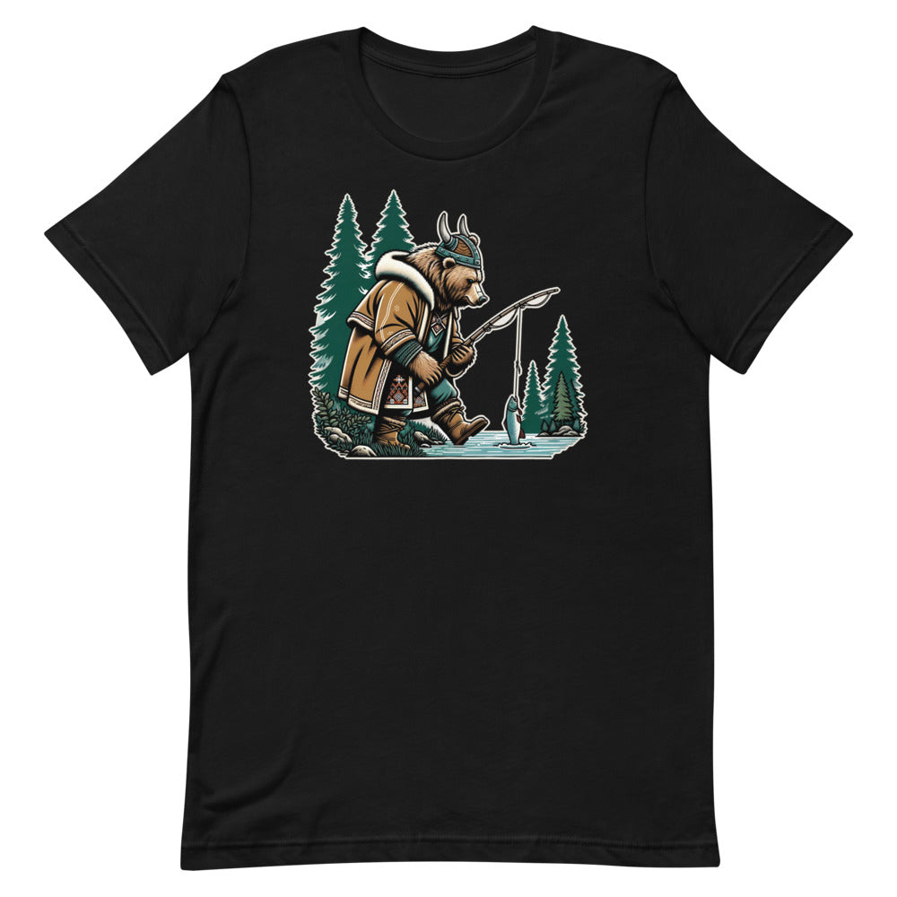 Bjørn the Salmon Raider – Unisex Tee in Black