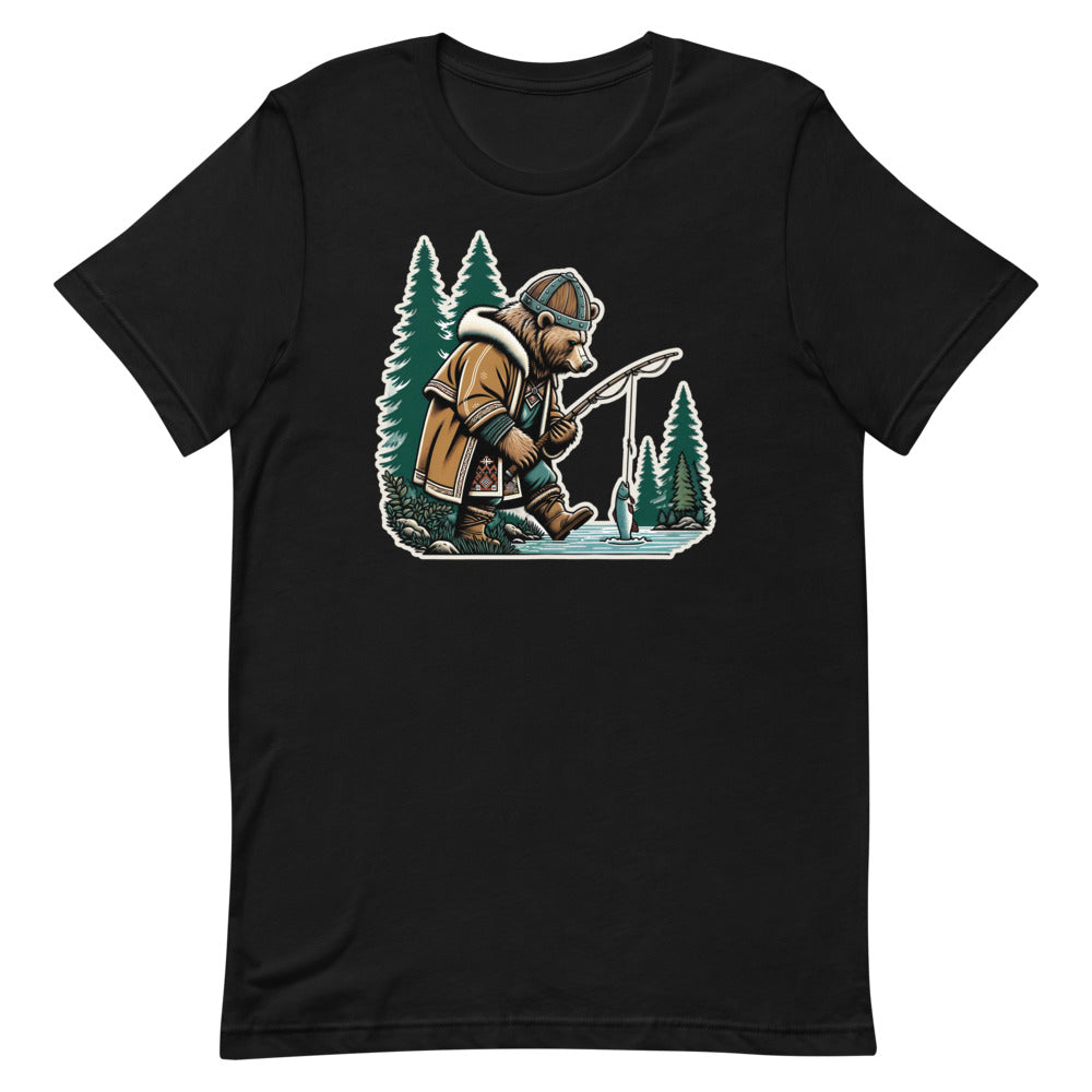 Bjørn the Salmon Raider – Unisex Tee in Black