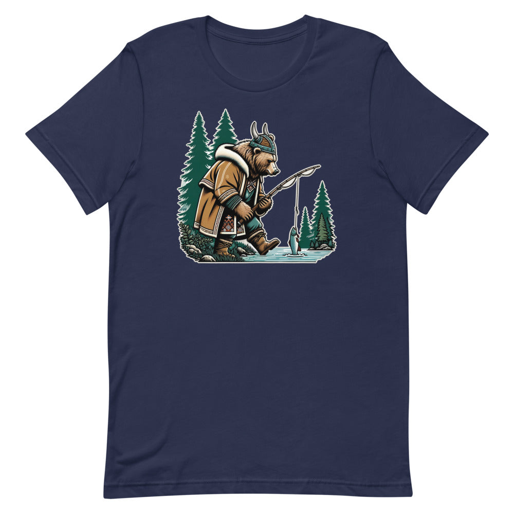 Bjørn the Salmon Raider – Unisex Tee in Navy