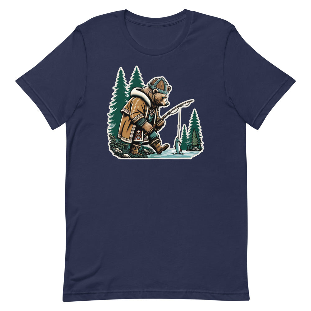 Bjørn the Salmon Raider – Unisex Tee in Navy