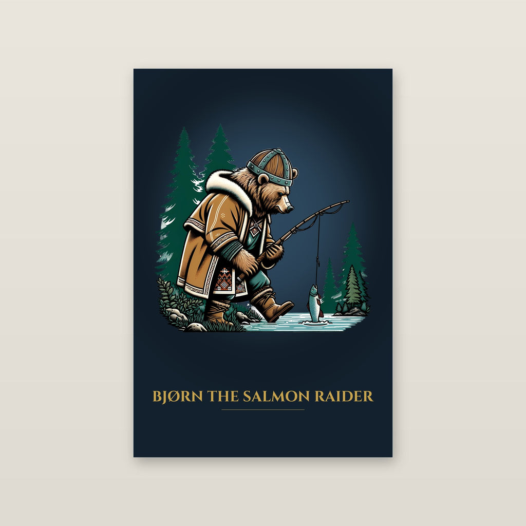Bjørn the Salmon Raider – Art Print on a wall
