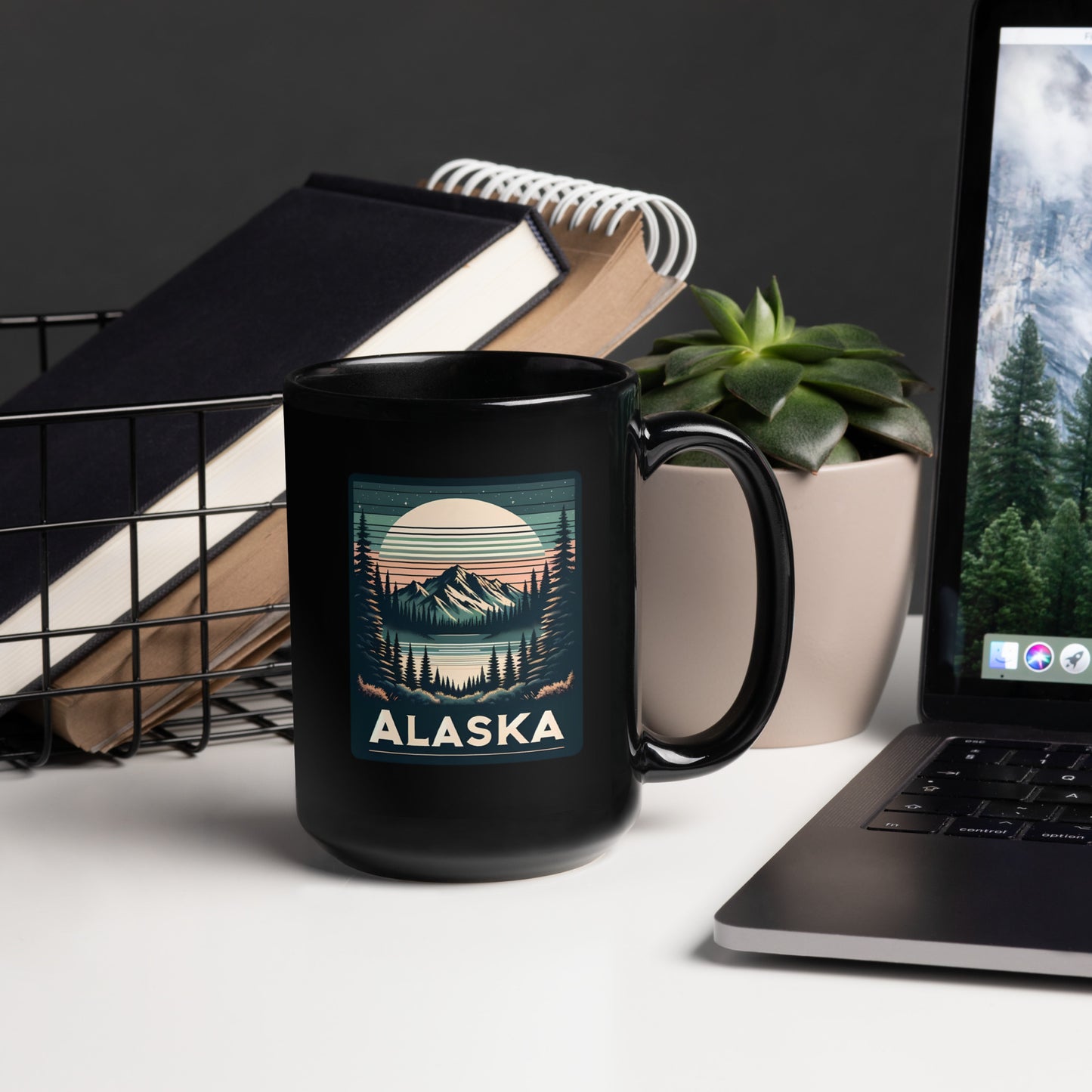 Alaska Black Glossy Coffee Mug