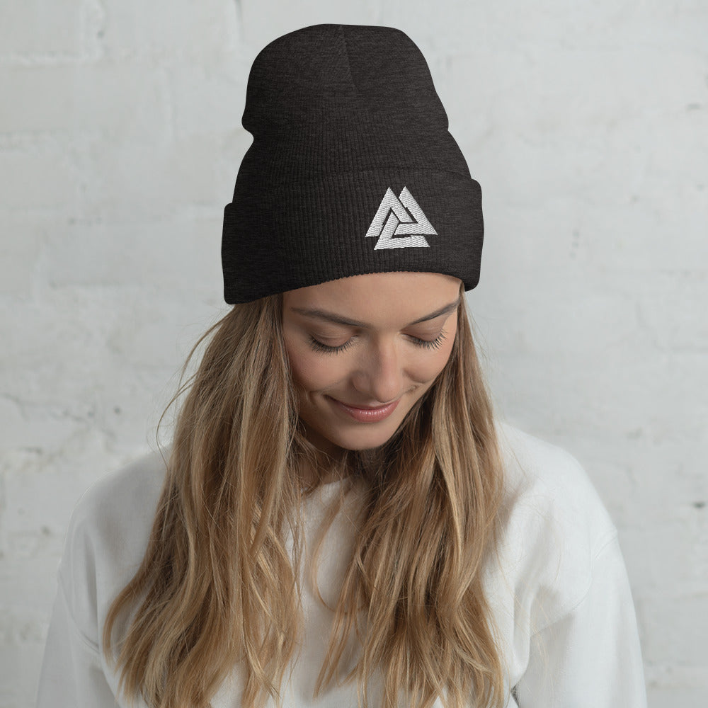 Women's Viking Valknut Embroidered Cuffed Beanie