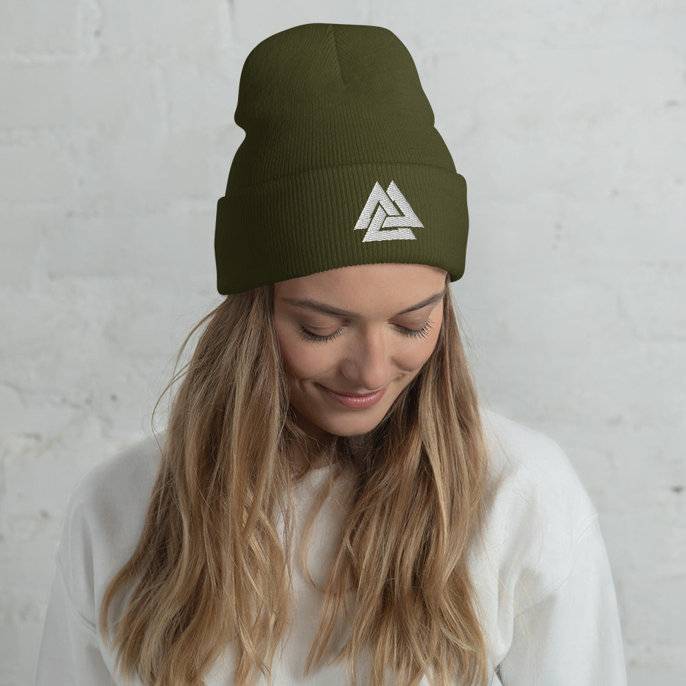 Women's Viking Valknut Embroidered Cuffed Beanie