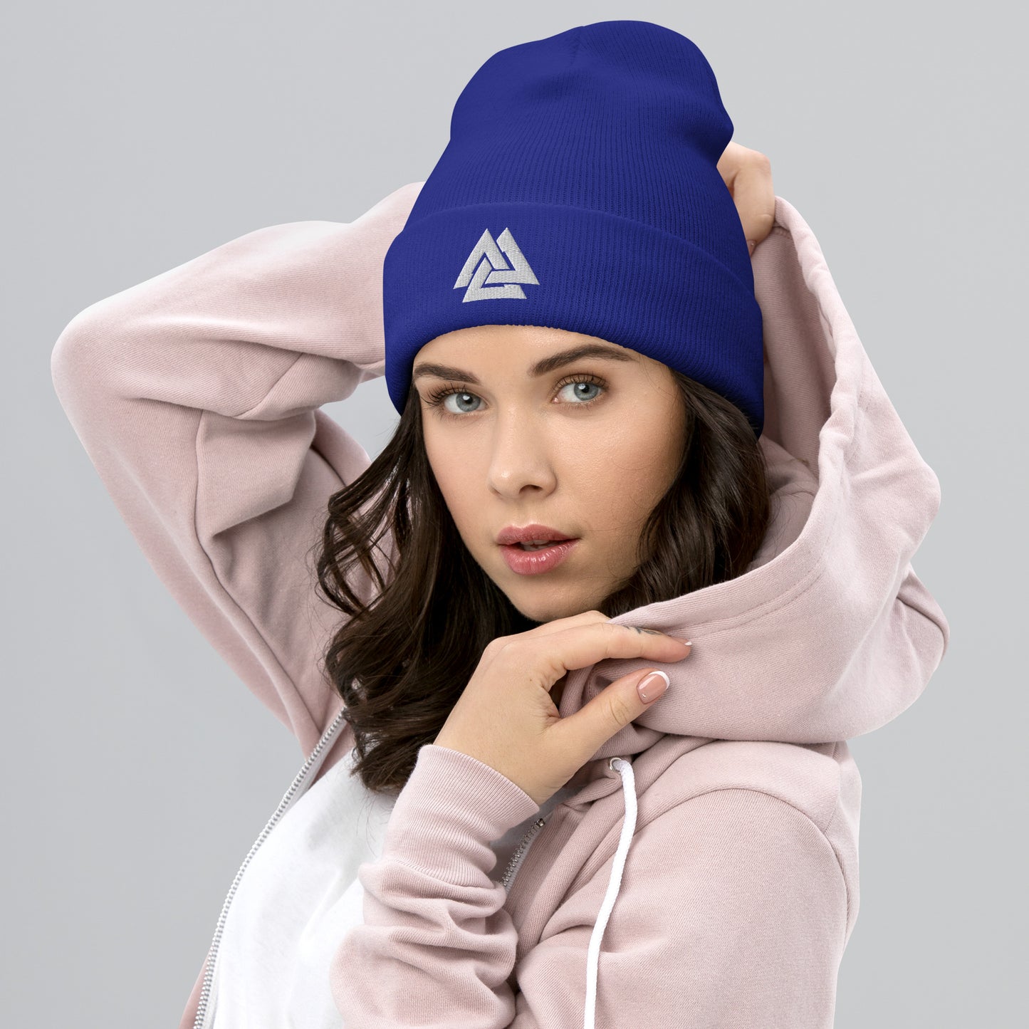 Women's Viking Valknut Embroidered Cuffed Beanie