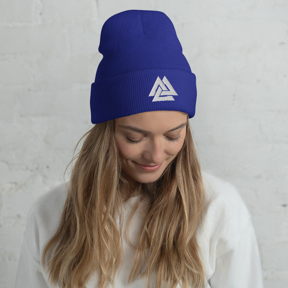 Women's Viking Valknut Embroidered Cuffed Beanie