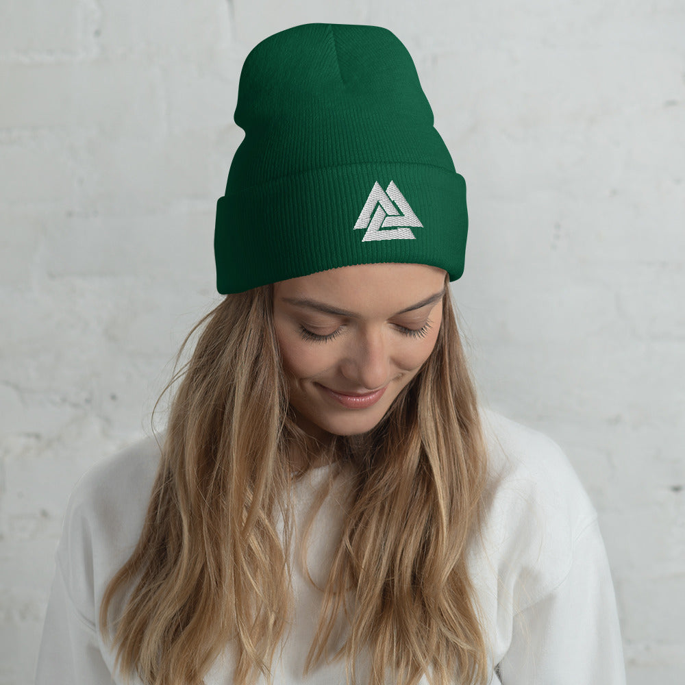 Women's Viking Valknut Embroidered Cuffed Beanie