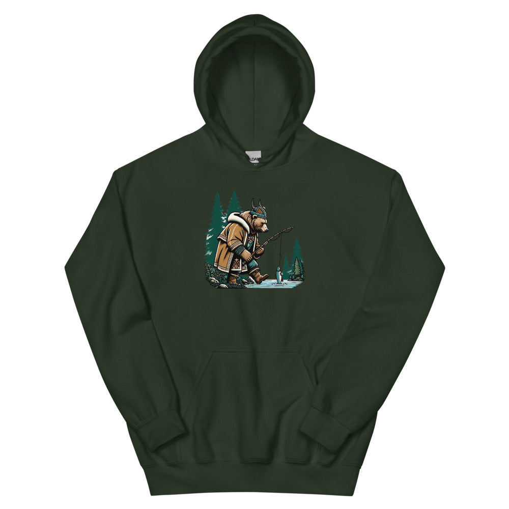 Bjørn the Salmon Raider – Hoodie in Forest Green