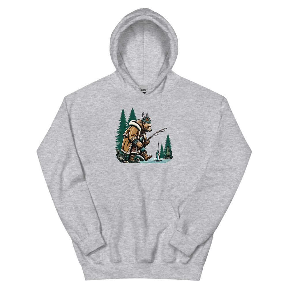 Bjørn the Salmon Raider – Hoodie in Sport Grey