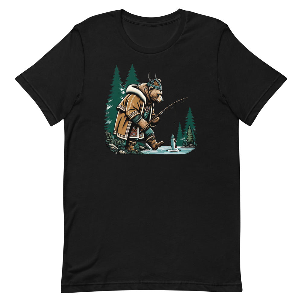 Bjørn the Salmon Raider – Unisex Tee in Black