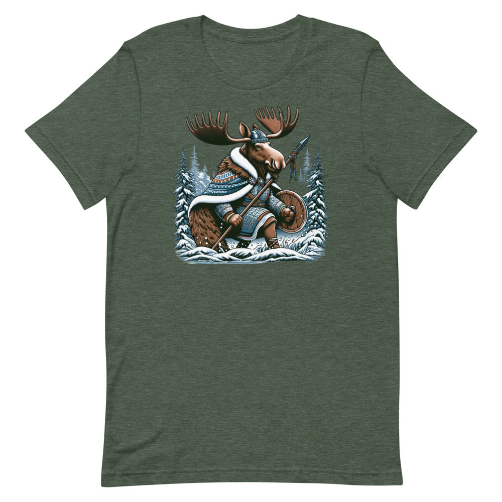 Alaskan Viking Moose Hunter – Unisex Tee in Heather Forest