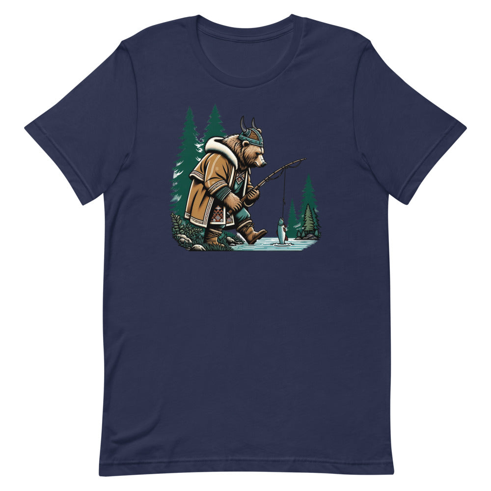 Bjørn the Salmon Raider – Unisex Tee in Navy