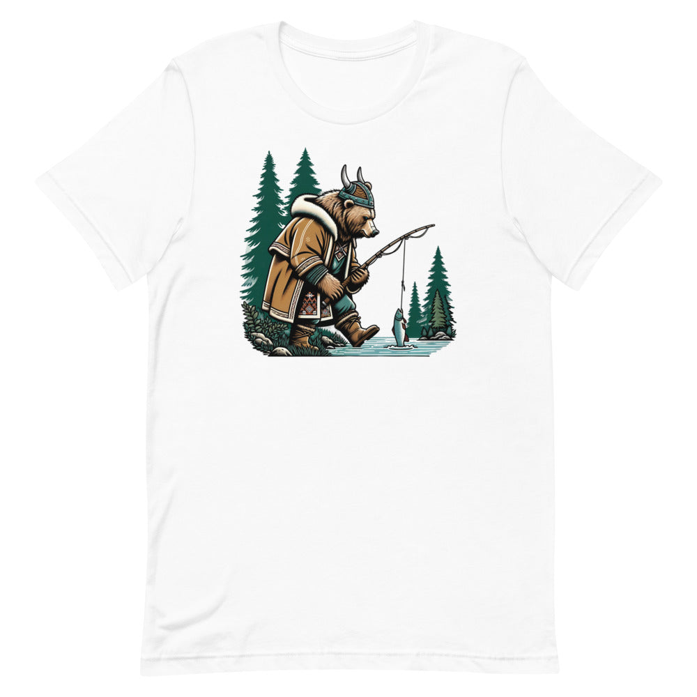 Bjørn the Salmon Raider – Unisex Tee in White