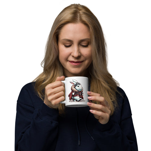 Alaska Snow Hare Cute Bunny – White Glossy Mug