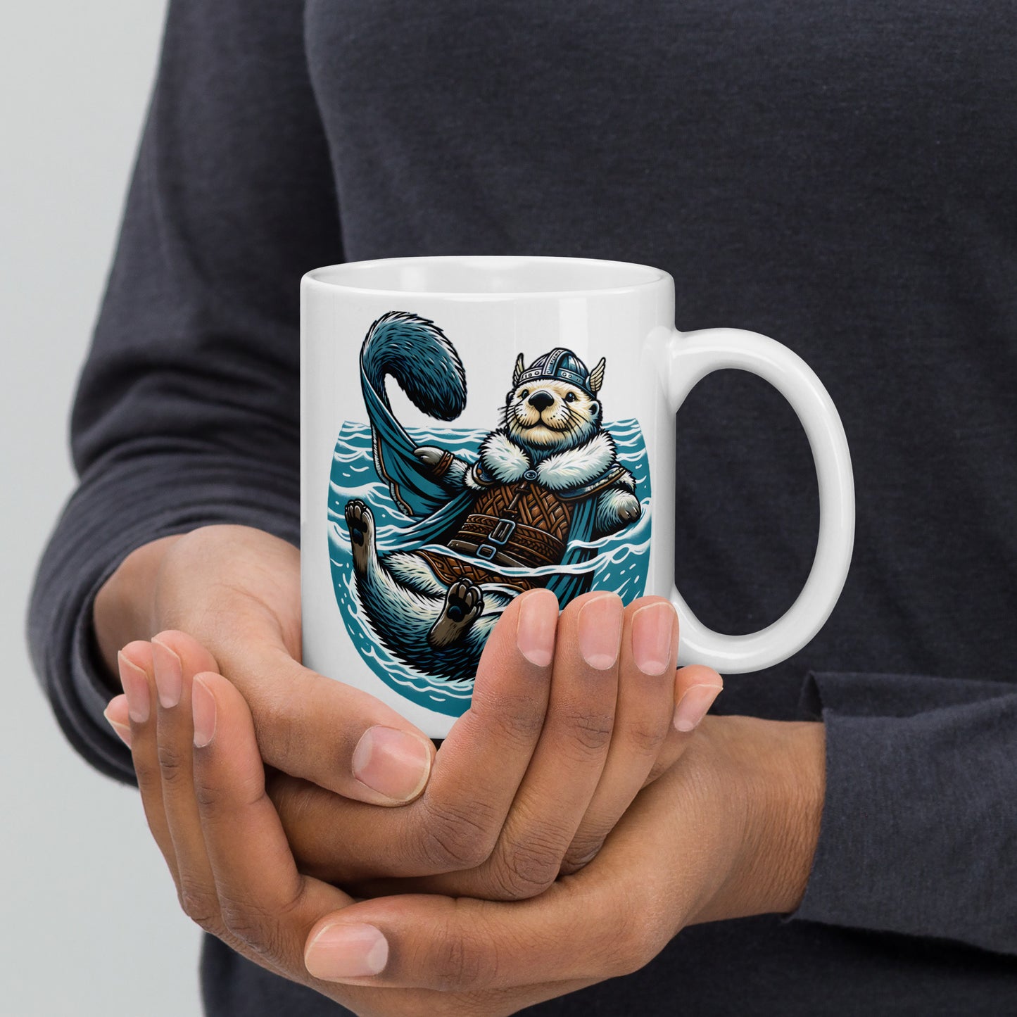 Alaska River Otter - White glossy mug