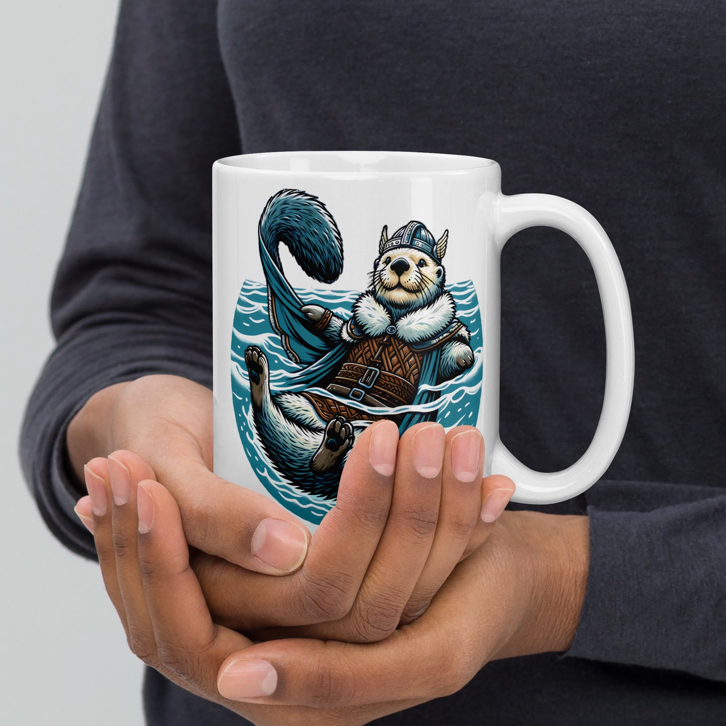 Alaska River Otter - White glossy mug