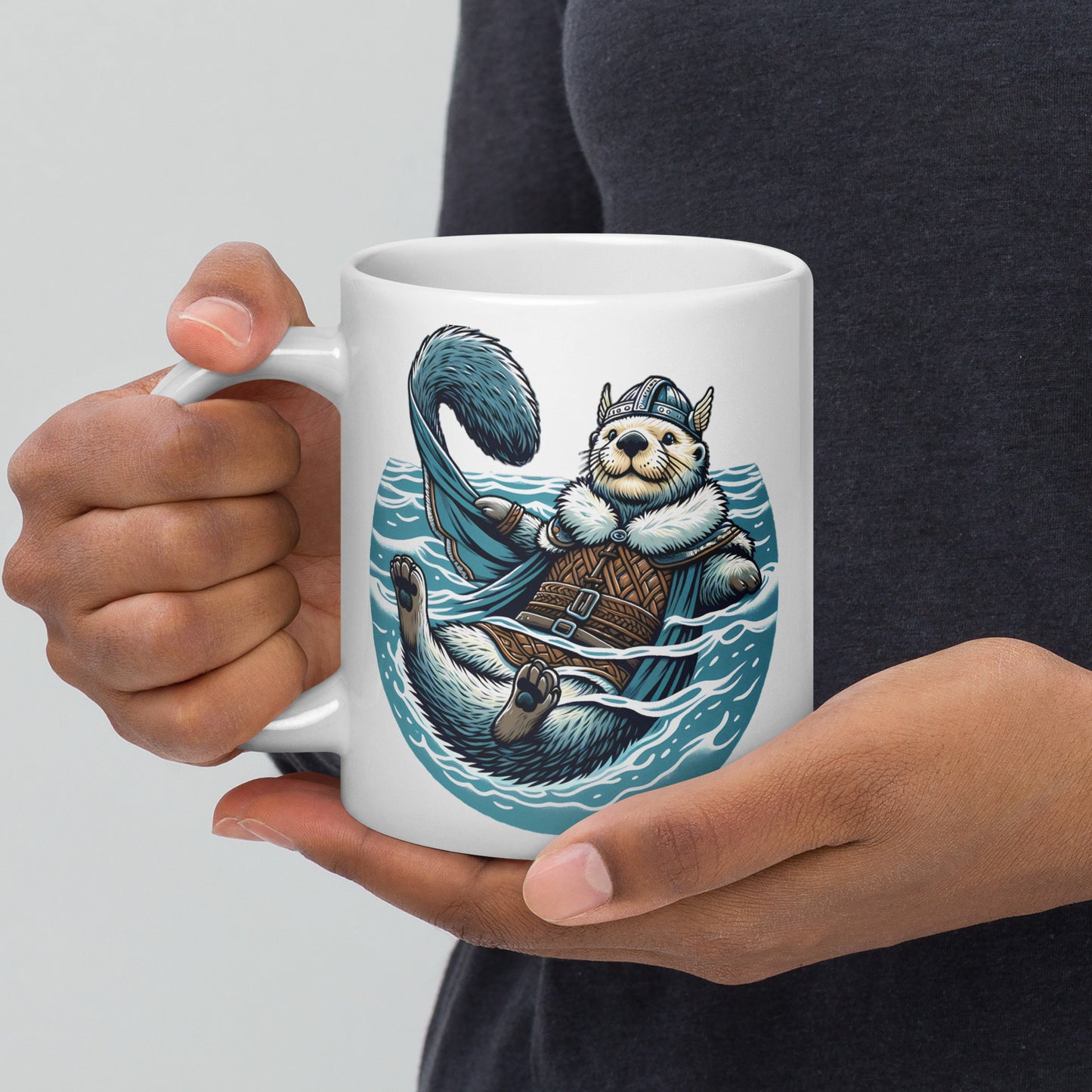 Alaska River Otter - White glossy mug