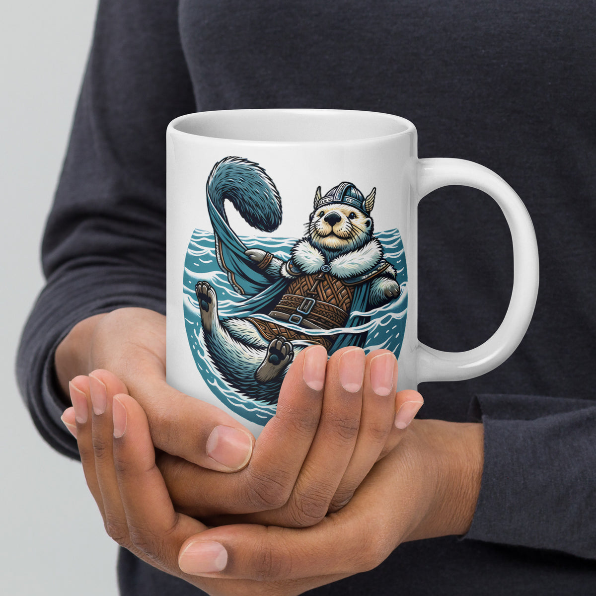 Alaska River Otter - White glossy mug