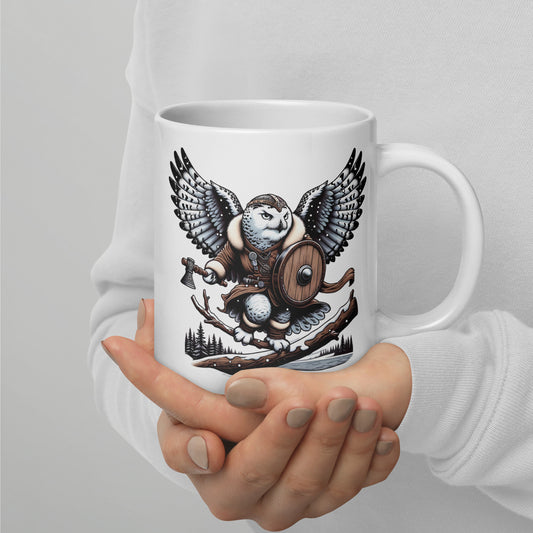 Alaska Snowy Owl "Snowtalon" - White glossy mug